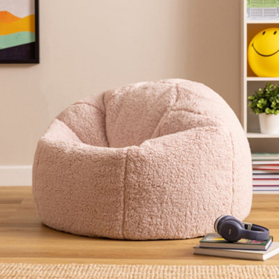Icon Kids Kingston Teddy Berber Fleece Classic Dome Bean BagLight Pink from B&Q