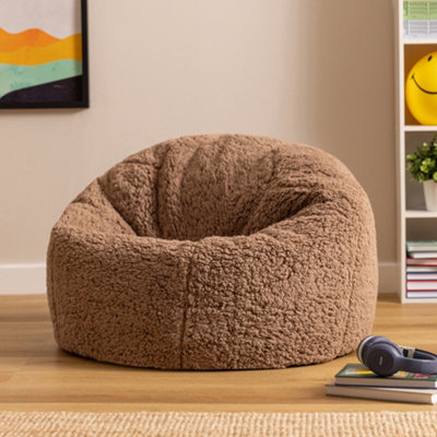 Icon Kids Kingston Teddy Berber Fleece Classic Dome Bean BagMocha Brown from B&Q