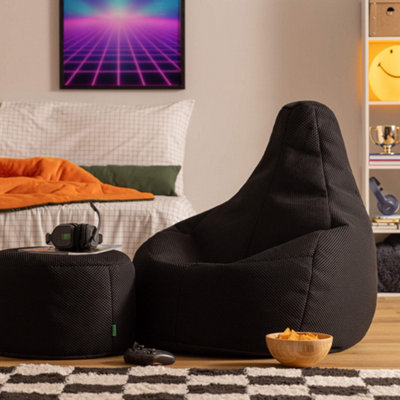 Icon Gaming Performance Mesh Recliner & Footstool Black from B&Q