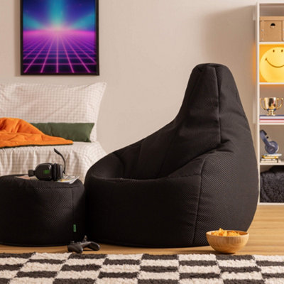Icon Gaming Performance Mesh Xl Recliner Bean Bag And FootstoolBlack from B&Q