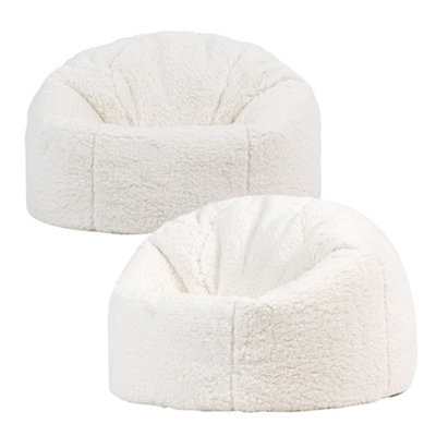 2 Pack Icon Kids Kingston Teddy Berber Fleece Classic Dome Bean BagNatural from B&Q