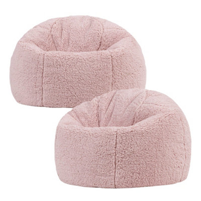 2 Pack Icon Kids Kingston Teddy Berber Fleece Classic Dome Bean BagLight Pink from B&Q