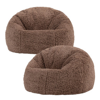 2 Pack Icon Kids Kingston Teddy Berber Fleece Classic Dome Bean BagMocha from B&Q