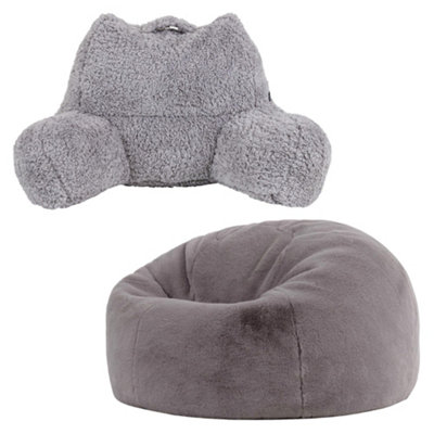 Icon Cuddle Cushion And Kingston Rabbit Faux Fur Classic Bean BagLight Grey from B&Q