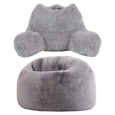 Icon Cuddle Cushion And Kids Kingston Rabbit Faux Fur Classic Bean BagLight Grey from B&Q