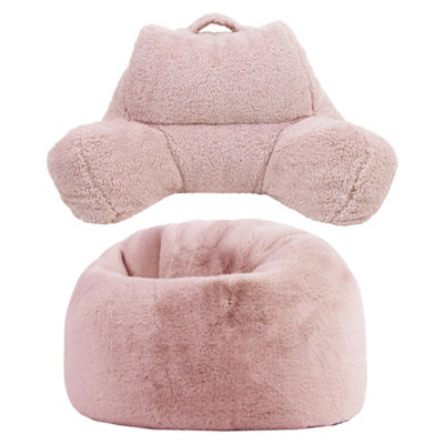 Icon Cuddle Cushion And Kids Kingston Rabbit Faux Fur Classic Bean BagRose Dust from B&Q