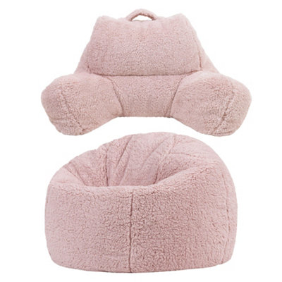 Icon Cuddle Cushion And Kids Kingston Teddy Berber Classic Bean BagRose Dust from B&Q