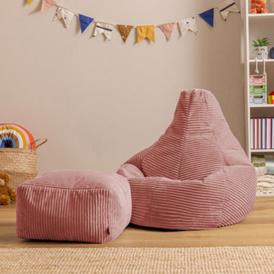 Icon Kids High Back And FootstoolJumbo CordDawn Pink from B&Q