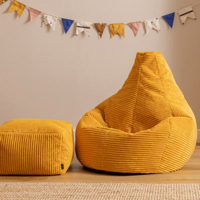 Icon Kids High Back And FootstoolJumbo CordOchre from B&Q