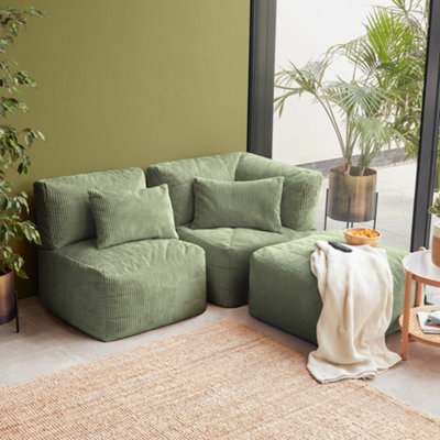 3Pcs Icon Noa1X Corner1X Recliner1X SlabJumbo Cord Sage Green from B&Q