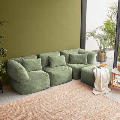 4Pcs Icon Noa2X Corner1X Recliner1X SlabJumbo Cord Sage Green from B&Q