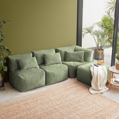4Pcs Icon Noa1X Corner2X Recliner1X SlabJumbo Cord Sage Green from B&Q