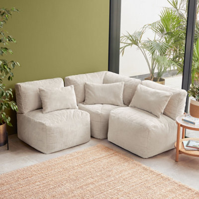 3Pc Icon Noa1X Corner2X ReclinerJumbo Cord Stone from B&Q