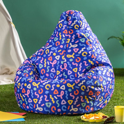 Icon Blue Kids Highback Beanbag Confetti Print B&Q