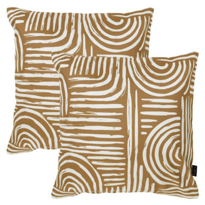 icon Abstract Print Indoor-Outdoor Cushion, Pack of 2, Brown - Image 4