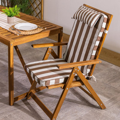 Icon High Back Seat Pad Deck Stripe, Cushion, Chocolate B&Q