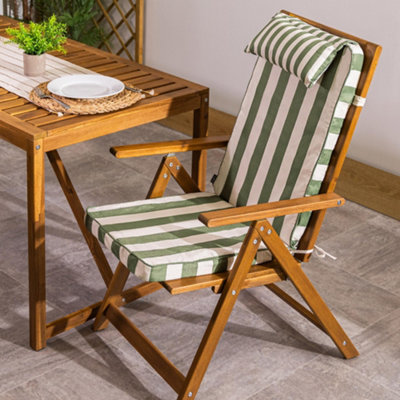 Icon High Back Seat Pad Deck Stripe, Cushion, Olive B&Q