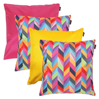 icon 4Pk CushionX2 HerringboneX1 Pink X1 Yellow from B&Q