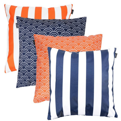 icon 4Pk CushionDeck StripeX2 Navy,x2 Orange from B&Q