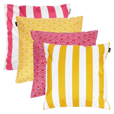 icon 4Pk CushionDeck StripeX2 Pink,x2 Yellow from B&Q