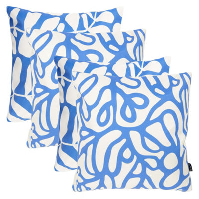 icon Blue Leaf Indoor-Outdoor Cushion, Pack of 4, Blue - Image 4