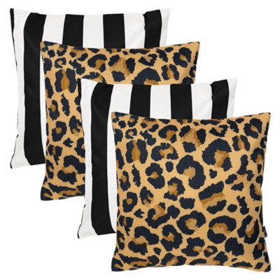 B&Q -  4Pk Cushion X2 LeopardX2 Deck Stipe Black