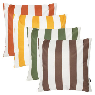 Icon Yellow 4Pk Cushion Deck Stripe, X1 X1, Olive, X1 Chocolate, X1 Terracotta Size 4 B&Q