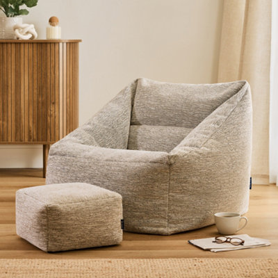 B&Q -  Natalia Woven Armchair And Footstool Bean Bag Natural