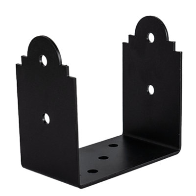 Heavy Duty Ornamental Black Bolt Down Pergola Post Support Post Bracket Ground Anchor Fence Holder125mm5X5" from B&Q