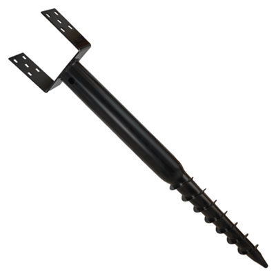 Heavy Duty Black Galvanised Ground Screw  Post Anchor Ground Post Spike For Timber Posts & Foundations100mm4X4" from B&Q