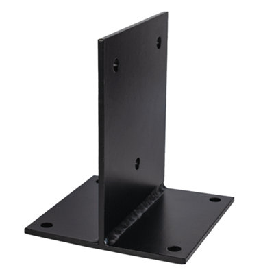 Heavy Duty Black Galvanised Internal Bolt Down Pergola Post SupportPost Bracket Ground Anchor Base150mm (6X6") from B&Q