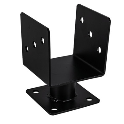 Heavy Duty Black Powder Coated Elevated Bolt Down Pergola Post SupportPremium Post Shoe125mm5X5" from B&Q