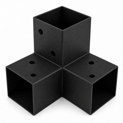 Heavy Duty Three Way Pergola Corner BracketBlack Powder Coated Steel Connector For Timber Pergolas150mm6X6" from B&Q