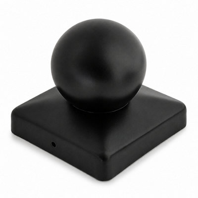 Black Metal Ball Fence Post Cap Finial Square Post Topper Decorative Garden Fence75X75mm3X3" from B&Q