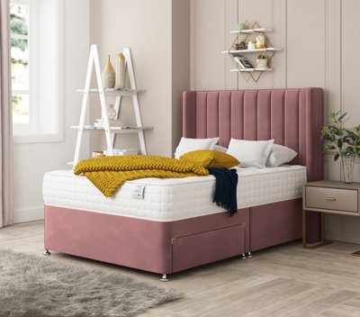 Bed Choices Regent Plush Velvet Divan Bed With Mattress26" Headboard & 2 Storage DrawersSmall Double from B&Q