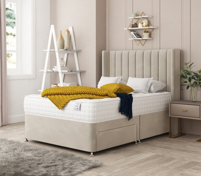 Bed Choices Regent Plush Velvet Divan Bed With Mattress26" Headboard & 2 Storage DrawersSmall Double from B&Q