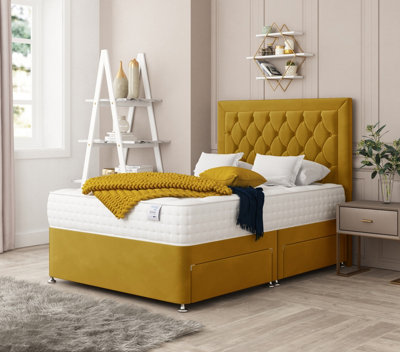 Bed Choices Montana Bed Set No Drawer With Mattress & 26" Headboard -Double (Mustard) from B&Q