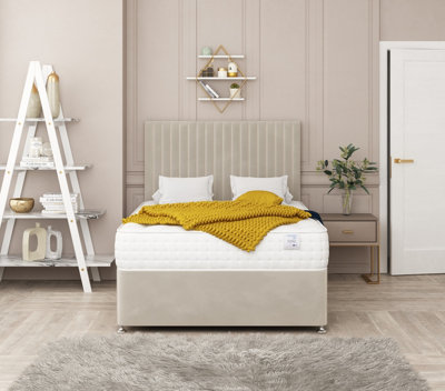 Bed Choices Manhattan Bed Set No Drawer With Mattress & 26" Headboard    -Super KingSuper King (Cream) from B&Q