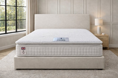B&Q -  3000 Royal Pillowtop 33Cm Deep Pocket Sprung Cool Blue Memory Foam  King Size Mattress5Ft