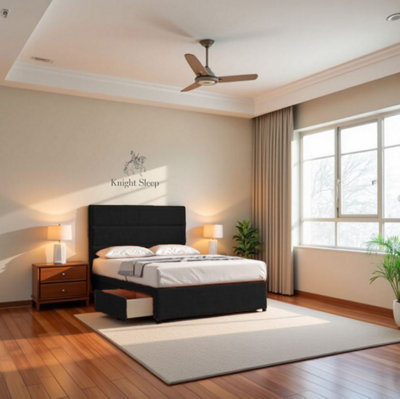 Knight Sleep York Black Plush 3Ft Divan Bed Frame No Drawers With Upholstered HeadboardSingle from B&Q