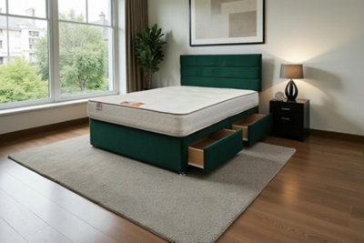 Knight Sleep York  Emerald Plush 5Ft Hybrid Sprung Orthopaedic Divan Bed Set No Drawers With Upholstered HeadboardKing from B&Q