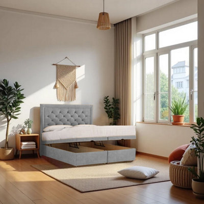 Knight Sleep Athens Ottoman Bed Silver Plush 4Ft  With Mattress & 24"headboardSmall Double from B&Q