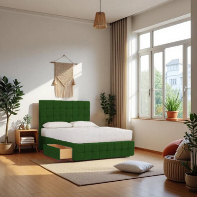 Knight Sleep Munic Emerald Plush 2Ft6 Bed Set With Mattress2 Drawers Same Side & 24"headboardSmall Single from B&Q