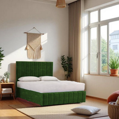 B&Q -  Paris Emerald Plush 6Ft Bed Set With Mattress2 Drawers Same Side & 24"headboardSuper King