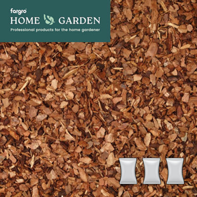Fargro Home and Garden Fargro Melcourt Pack Of 3Potting Bark™ Professional Series Growing Media Mulch Coarse Pine Bark Chips 3-15mm60L Bag from B&Q