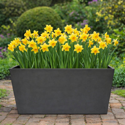 Fargro Home And Garden Wide Trough Planter Charcoal Black Polystone Outdoor Plant Pot 75Cm X 35Cm X 35Cm 68L Large from B&Q