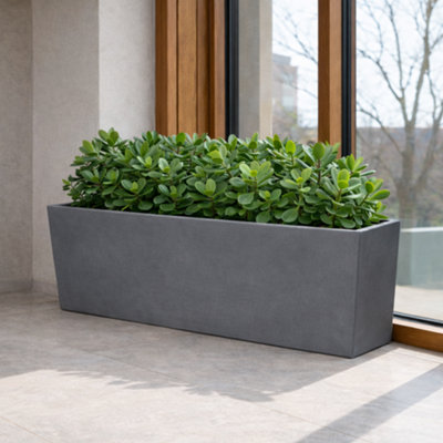 Fargro Home And Garden Wide Trough Planter Light Grey Polystone Outdoor Plant Pot 75Cm X 35Cm X 35Cm 68L Large from B&Q