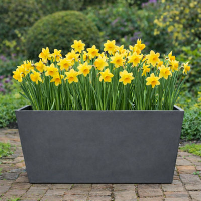 Fargro Home And Garden Wide Trough Planter Light Grey Polystone Outdoor Plant Pot 80Cm X 38Cm X 40Cm 89L Large from B&Q