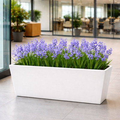Fargro Home And Garden Wide Trough Planter White Polystone Outdoor Plant Pot 80Cm X 38Cm X 40Cm 89L Large from B&Q