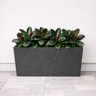 Fargro Home And Garden Narrow Trough Planter Charcoal Black Polystone Outdoor Plant Pot 79Cm X 25Cm X 40Cm 55L Large from B&Q